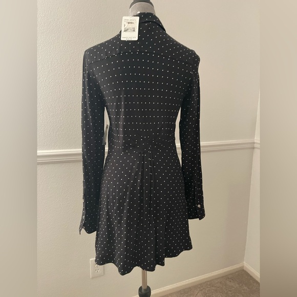 New Free People This Town Black Polka Dot Shirt Dress - Picture 4 of 7